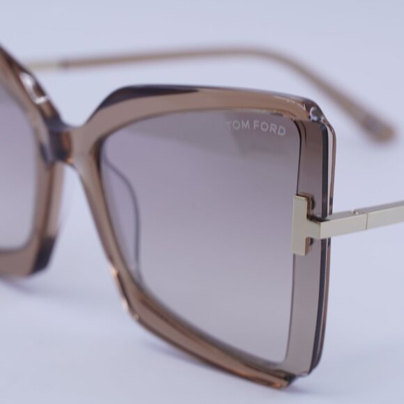 Tom Ford Gia FT0766 57G Sunglasses Gold Butterfly Frame, Brown Lenses main image 3